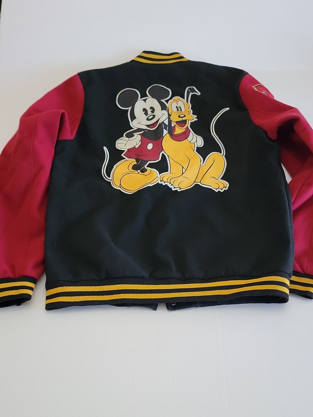 Disney Parks Black & Red Mickey & Pluto Varsity Jacket Size Medium